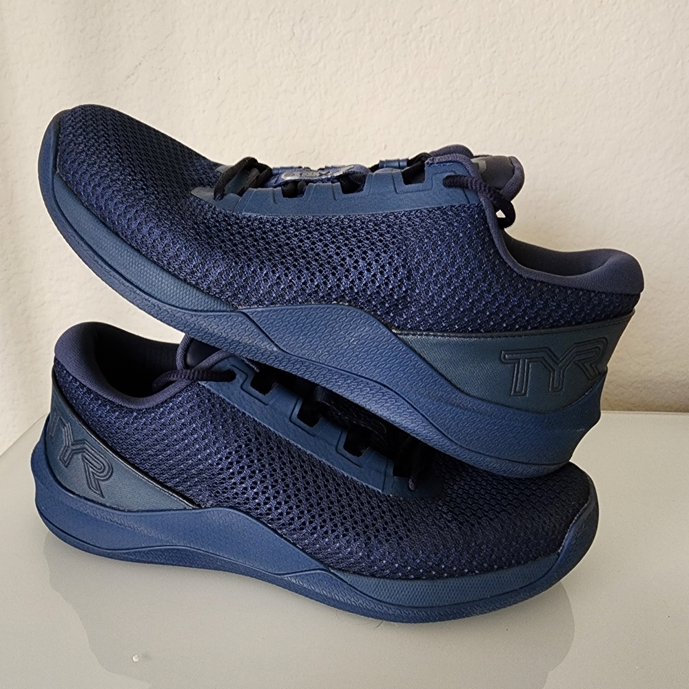 TYR Blue Athletic Shoes with Breathable Mesh and Curved Sole